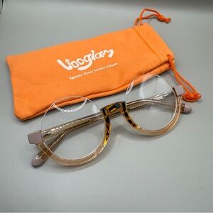 Vooglam Round Tortoiseshell Clear Lens Glasses, no Prescription
